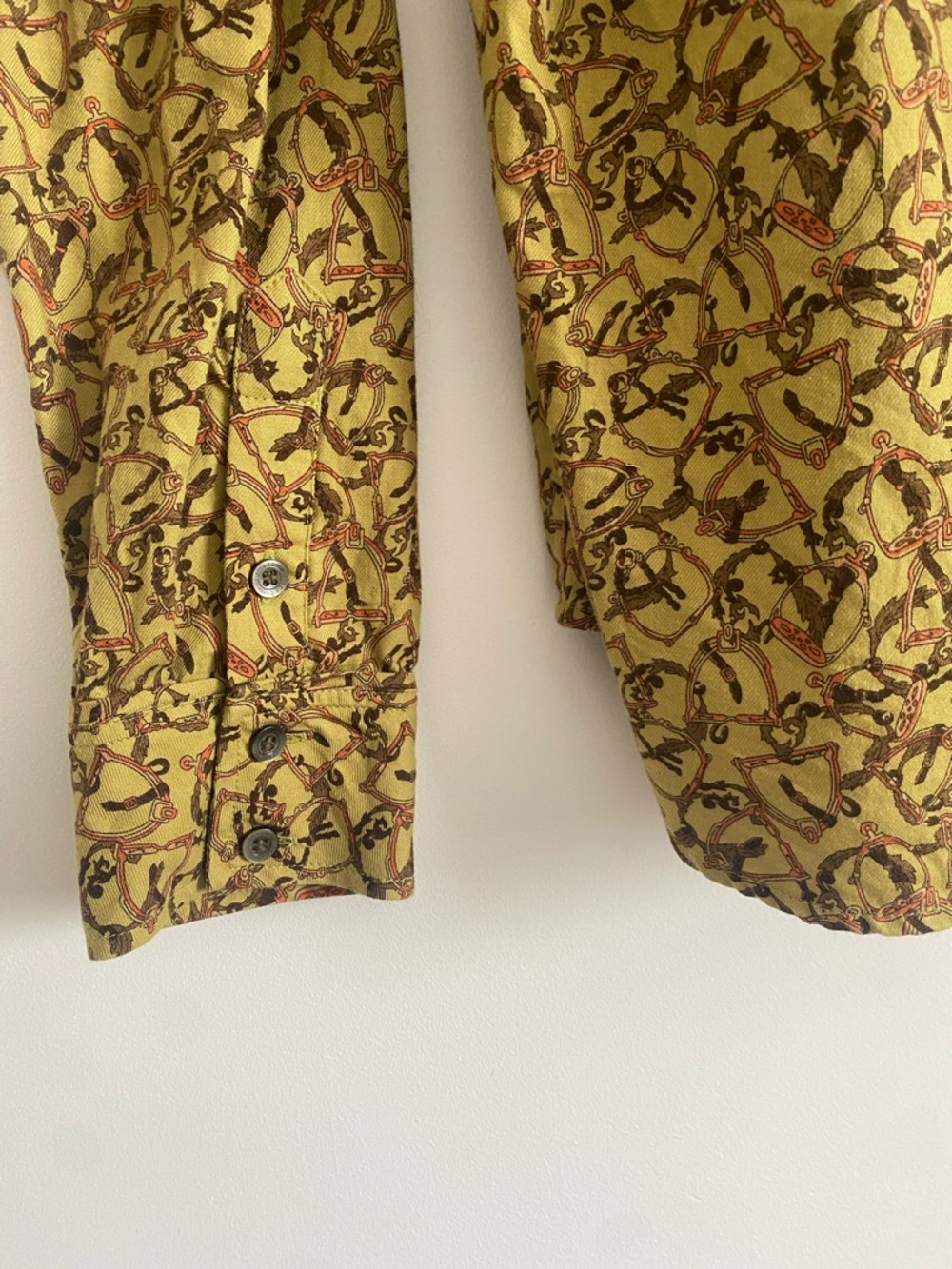 Liz Claiborne | Equestrian Print Cotton Twill Shirt | Heritage Olive | XL - Picture 5 of 7